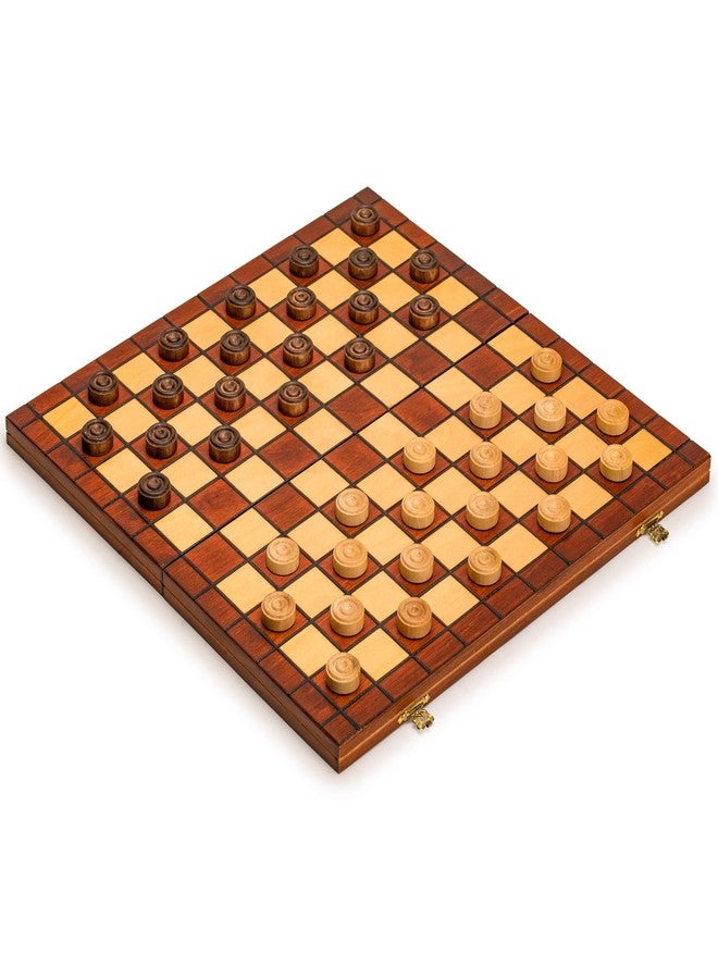 Wegiel Checkers Set in Folding Wooden Case - 100 Playing Field - 15-1/2'' - Image 1